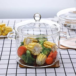 Olla de Vidrio Transparente con Tapa