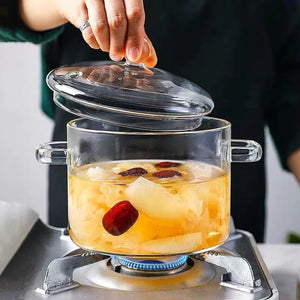 Olla de Vidrio Transparente con Tapa
