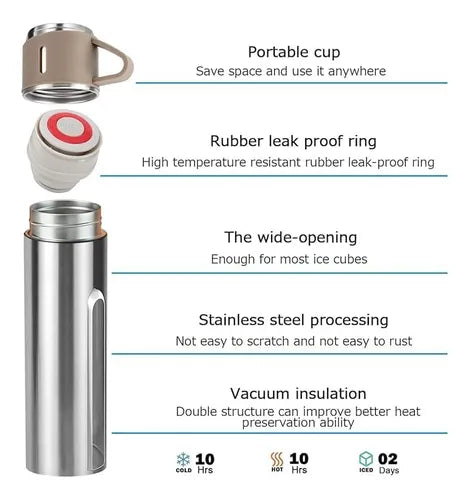 Termo Vacuum Metalizado 500 ml + 3 Tazas
