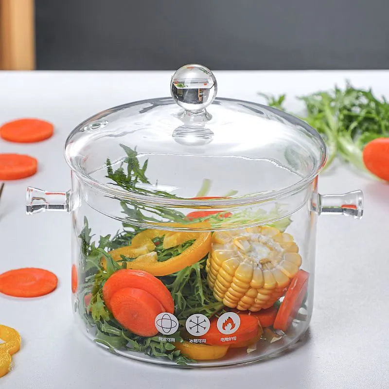 Olla de Vidrio Transparente con Tapa